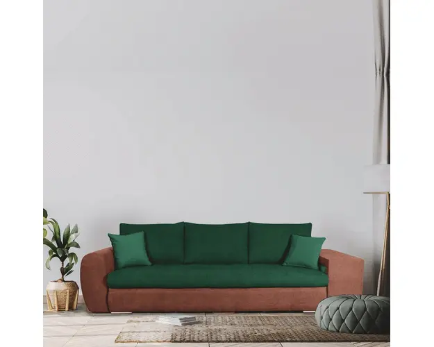Canapea modulara, extensibila, lada de depozitare Venezia, Verde Smarald