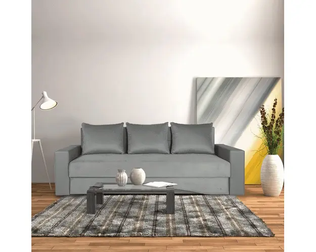 Canapea extensibila, lada de depozitare, Luna, Gri