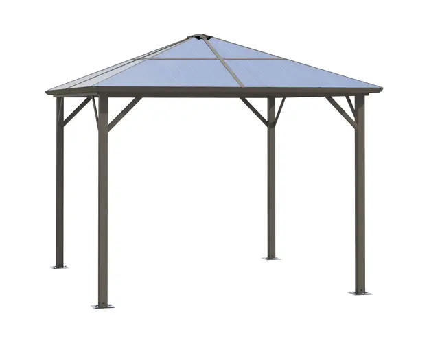 Foisor de Gradina Outsunny cu Acoperis Policarbonat, cadru aluminiu, Cafeniu | Aosom Romania