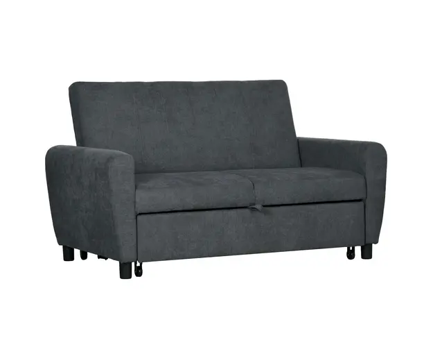 HOMCOM Canapea Pat cu 2 Locuri si 2 perne, Canapea Pat cu Spatar Reglabil pe 3 Nivele, 148x87x88 cm, Gri | Aosom Romania