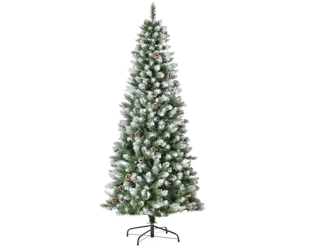 HOMCOM Brad de Craciun Inzapezit cu 630 Ramuri si 37 Conuri, Brad Artificial cu Baza Detasabila, Ø75x180 cm, Verde | Aosom Romania