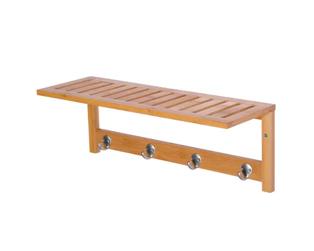 HOMCOM Cuier de Perete Raft Cuier in Bambù, 50x17x20cm | Aosom Romania