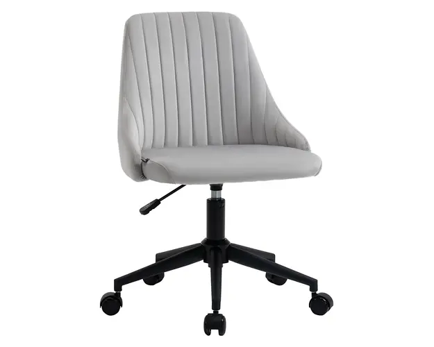 Vinsetto Scaun de Birou Ergonomic cu Roti Pivotante 360, Inaltime Ajustabila, Catifea Gri, 50x58x77-85cm | Aosom Romania