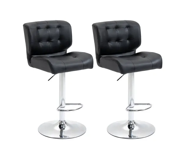 HOMCOM Set 2 Taburete de Bar Pivotante, Design Modern, Imitatie Piele, 50x55,5x93-114 cm, Negru, Confortabil | Aosom Romania
