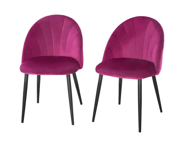 Homcom Set 2 Scaune Tapitate, cu Spatar Curbat Elegant si Picioare Metalice, 52x54x80 cm, Roz | Aosom Romania
