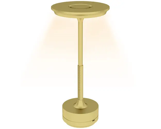 HOMCOM Lampa de Masa Tactila cu LED, Lampa de Noptiera fara Fir cu Baterie Reincarcabila si 3 Tonuri de Lumina, Ø13x28,5 cm, Auriu | Aosom Romania