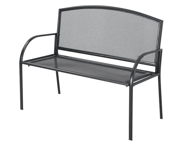 Outsunny Banca de Gradina cu 2 Locuri din Otel, Ideala pentru Terasa si Parc, Design Modern, 110.5x53.5x89 cm, Gri | Aosom Romania