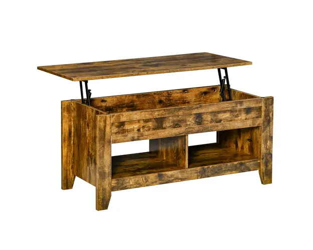HOMCOM Masuta de Cafea Eleganta cu Blat Rabatabil pentru Spatiu Suplimentar 105x50x49 cm Maro | Aosom Romania