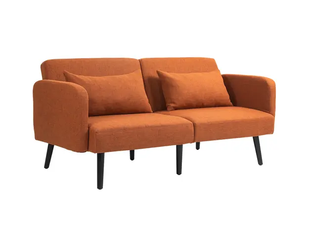 HOMCOM Canapea Pat cu Brate si Spatar Reglabile si 2 Pernite, Canapea 3 Locuri, 170x83x80 cm, Maro | Aosom Romania