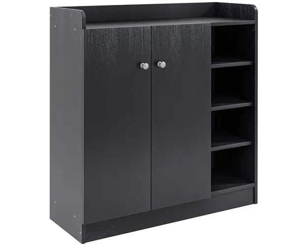 HOMCOM Dulap pentru Pantofi, Organizator Incaltaminte cu Design Compact, 83x30x90 cm, Negru | Aosom Romania