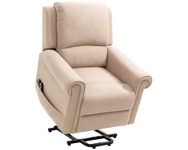 HOMCOM Scaun Electric, Rabatabil la 135 cu Telecomanda, Suport pentru Picioare si 8 Puncte de Masaj, 85x94,5x103 cm, Maro Deschis | Aosom Romania