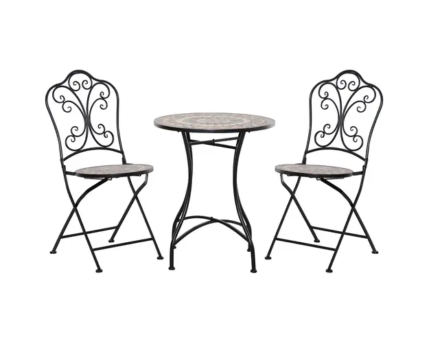Outsunny Set Bistro de Gradina 3 Piese, Stil Cafea, cu Masa si 2 Scaune Pliabile | Aosom Romania