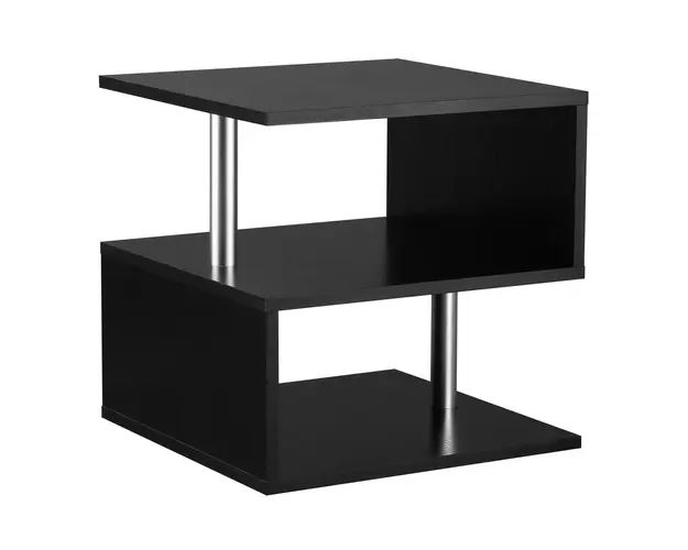 Masa Moderna Joasa de Salon cu 2 Rafturi din Lemn, Negru, 50x50x50cm, Design Elegant si Functional | HOMCOM | Aosom Romania