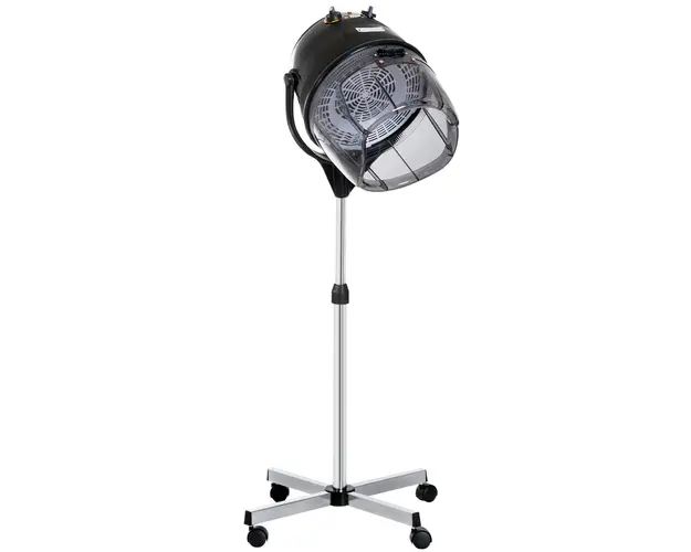 HOMCOM Casca de Uscat Parul cu Inaltime Reglabila, Casca pentru Par cu Timer si Roti Pivotante, 65x65x115-165 cm, Negru | Aosom Romania