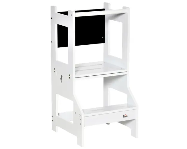HOMCOM Turn de invatare Montessori 2 in 1 detasabil din MDF, pentru copii 3-6 ani, alb | Aosom Romania