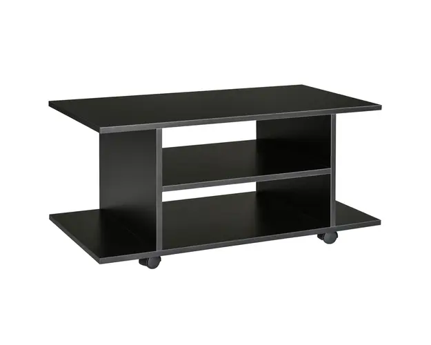 Mobilier Pentru Tv in Lemn cu Roti HOMCOM, Negru,40x40x80cm| Aosom RO | Aosom Romania