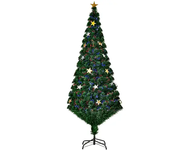 Brad de Craciun brad Artificial cu 27 becuri LED, decoratiune de craciun 180cm HOMCOM | Aosom Romania