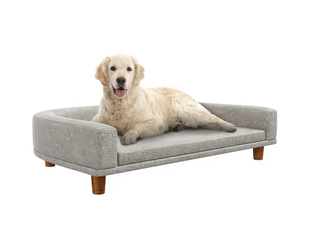 PawHut Canapea pentru Caini cu Picioare Inaltate si Perna Detasabila, 98x67x25 cm, Gri | Aosom Romania