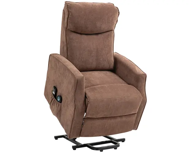 HOMCOM Fotoliu de Relaxare Electric cu 2 Telecomenzi, Suport pentru Picioare si 8 Puncte de Masaj, 74,5x87,5x110 cm, Maro | Aosom Romania