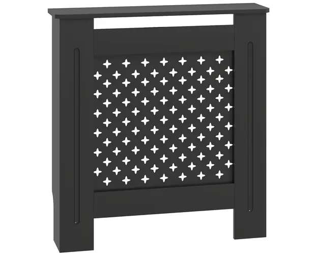 HOMCOM Carcasa pentru Calorifer, Carcasa Moderna pentru Calorifer cu Raft din MDF, 78x19x82 cm, Negru | Aosom Romania