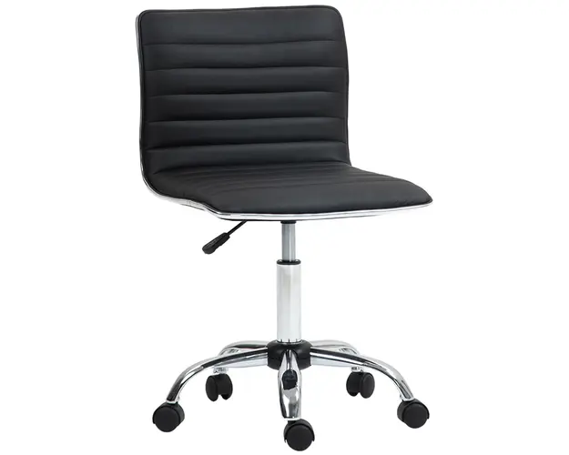 HOMCOM Scaun Ergonomic de Birou din Piele Ecologica cu Inaltime Reglabila, Sezut Rotativ si 5 Rotile, 48x52x90 cm, Negru | Aosom Romania