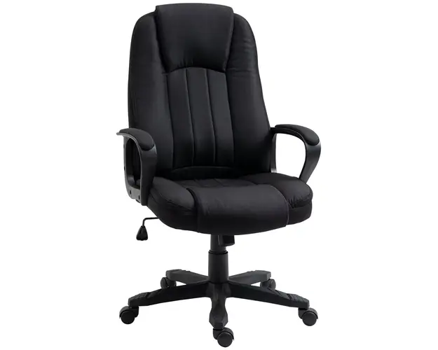 Fotoliu de Birou cu Masaj, Interfata USB si Inaltime Reglabila, Tesatura efect in, Roti pivotante 60x74x106-116cm, Negru Vinsetto | Aosom Romania