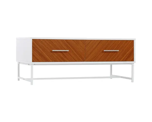 HOMCOM Masuta de Cafea Moderna, Masa de Cocktail Rectangulara cu Sertare si Compartiment de Depozitare Deschis, 100x50x40cm | Aosom Romania