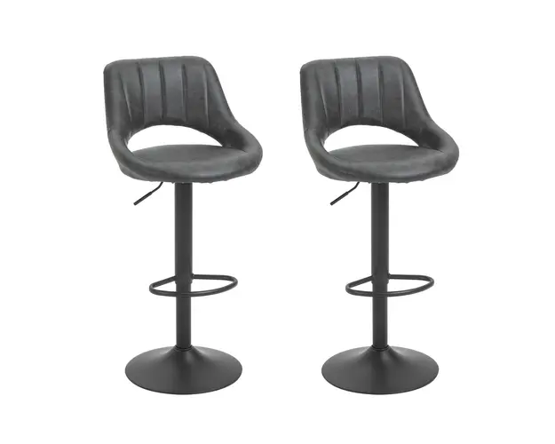 Set 2 Scaune de bar HOMCOM, Inaltime reglabila, Piele sintetica, Metal, 44x49x90-110cm Negru | Aosom Romania