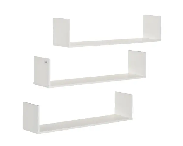 HOMCOM Set di 3 Rafturi de Perete pentru Obiecte, Rafturi de Perete din Lemn, 80x18x18 cm, Alb | Aosom Romania