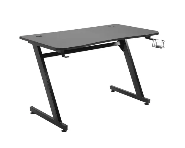 HOMCOM Masa Gaming Avansata cu Management al Cablurilor, Suport pentru Pahare si Carlig pentru Casti, Design Ergonomic, Negru | Aosom Romania