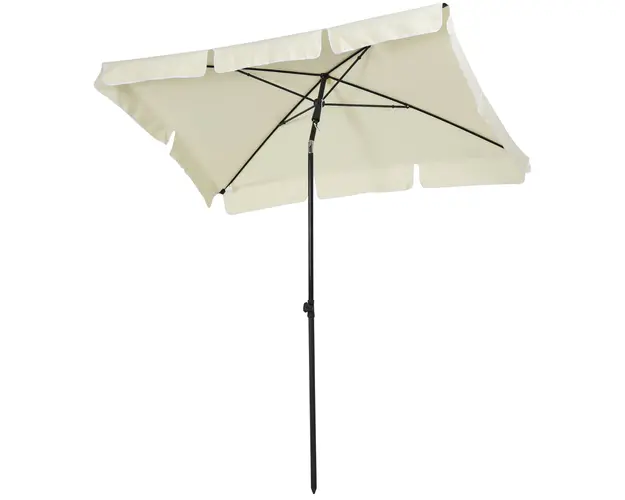 Outsunny Umbrela Parasolara Dreptunghiulara pentru Terasa si Gradina, Usor de Manevrat, 200x125x235cm, Crem | Aosom Romania