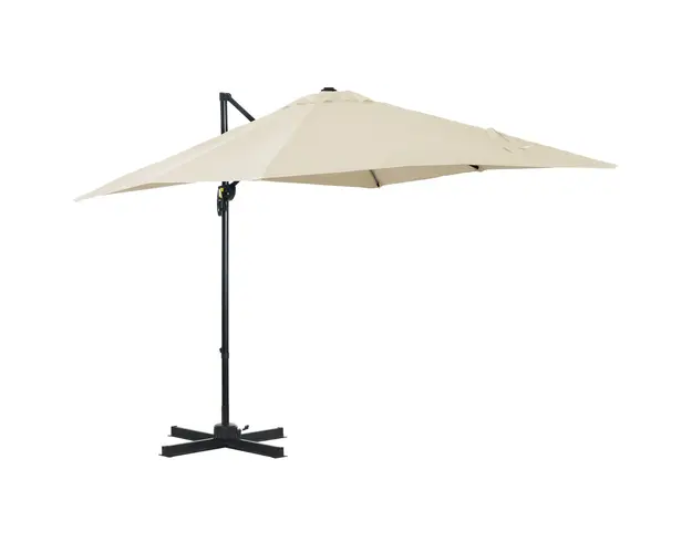Outsunny Umbrela de Gradina cu Manivela cu Rotatie 360, Parasolar Reglabil, 245x245x248 cm, Crem | Aosom Romania