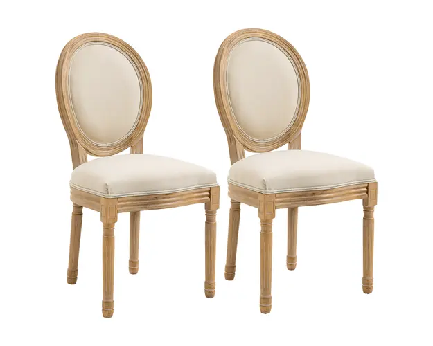 HOMCOM Set 2 Scaune Capitonate Vintage, Design Elegant, pentru Living sau Sufragerie, Albe | Aosom Romania