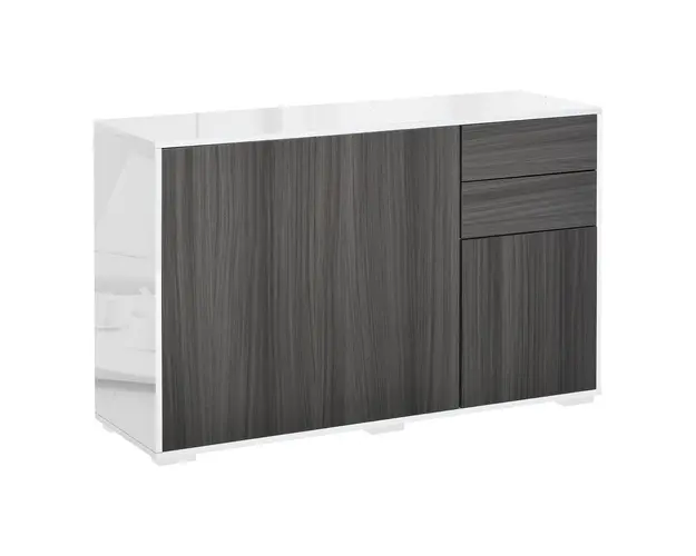 Dulap multifunctional HOMCOM cu 2 sertare si 2 rafturi, deschidere prin apasare, gri | Aosom Romania