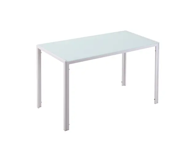 Masa moderna dreptunghiulara pentru bucatarie pentru 4 persoane, blat de sticla, Metal si sticla securizata, alb, 120x60x75cm HOMCOM | Aosom Romania