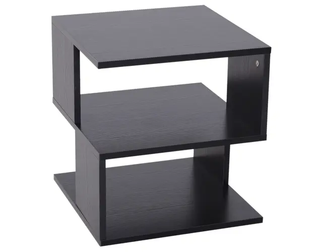 HOMCOM Masuta de Cafea cu 3 Etajere, Mobilier Modern pentru Living, Negru, 40x40x43cm | Aosom Romania