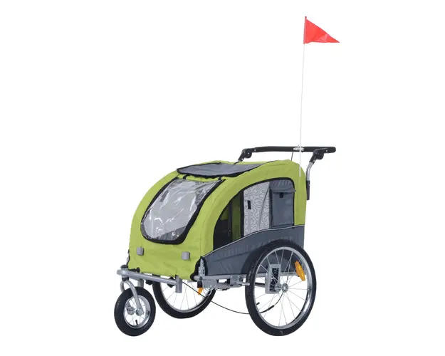 PawHut Remorca pentru Bicicleta pentru Caini, Carucior pentru Animale de Companie, 155x83x108 cm, Verde | Aosom Romania