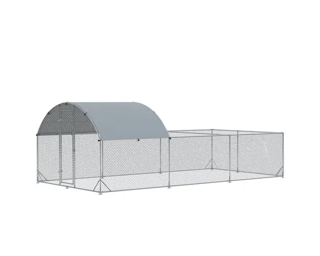 PawHut Gard Exterior din Otel pentru Gaini, Cotet pentru Iepuri si Rate, Folie PE Anti-UV, 570x280 cm | Aosom Romania