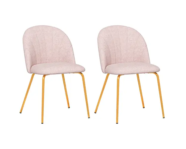 HOMCOM Set de 2 Scaune de Luat Masa Moderne, Tapitate, Picioare din Otel, Roz, Decorative pentru Living sau Bucatarie | Aosom Romania