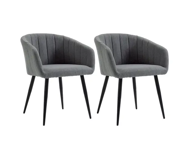 HOMCOM Set 2 Scaune Elegante si Confortabile pentru Bucatarie si Living, Tapitate, Gri Intunecat | Aosom Romania