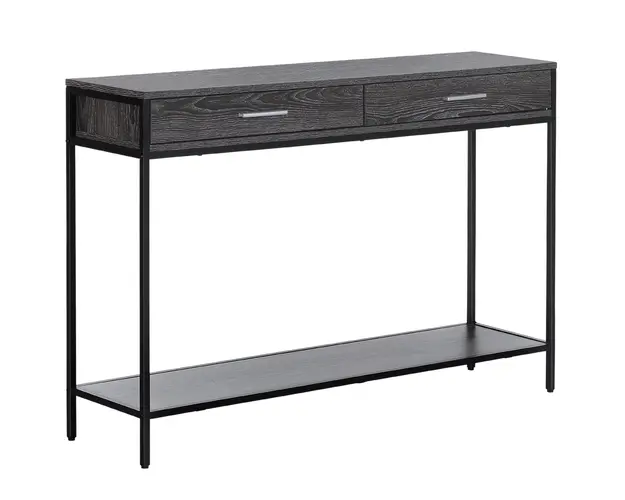 HOMCOM Masa Consola pentru Intrare, Stil Industrial, din Lemn si Otel, cu Sertare si Raft, 120x30x81.5cm, Gri | Aosom Romania