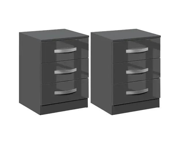 Noptiere Moderne HOMCOM Set 2 Piese cu 3 Sertare din PAL Gri 40x36x56cm pentru Spatii Elegante | Aosom Romania
