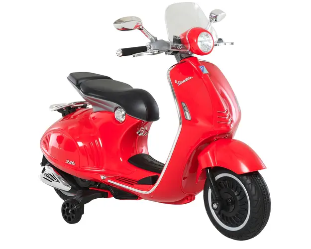 HOMCOM Motocicleta Electrica pentru Copii 3+ Ani, Motocicleta Jucarie din PP si Otel cu 2 Roti Suplimentare, 108x49x75 cm, Rosie | Aosom Romania