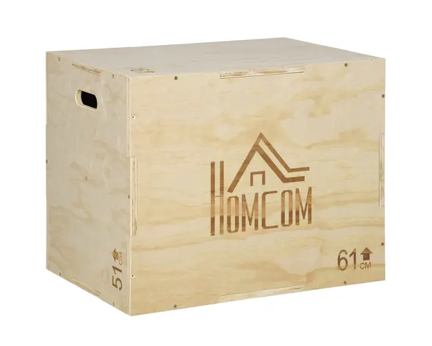 HOMCOM Cutie Pliometrica din Lemn 3 in 1, Imbunatateste Sariturile, Antrenament Complet, 50/60/76cm Inaltime | Aosom Romania