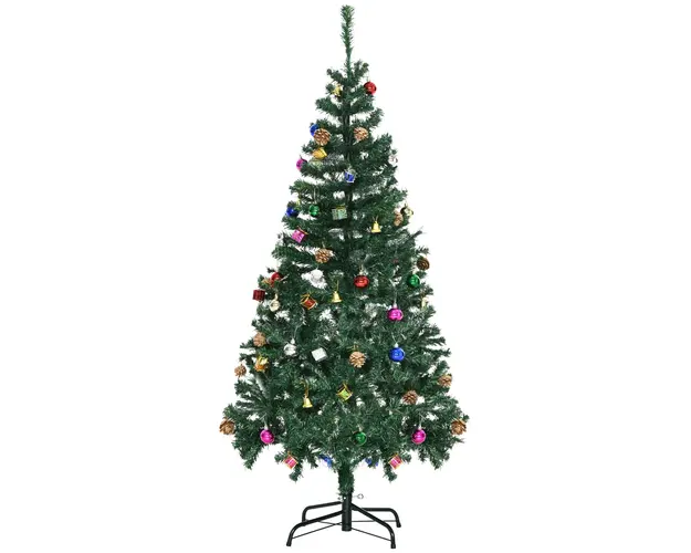 Brad de Craciun Artificial brad cu Decoratiuni, brad verde, decoratiune de Craciun 150cm HOMCOM | Aosom RO