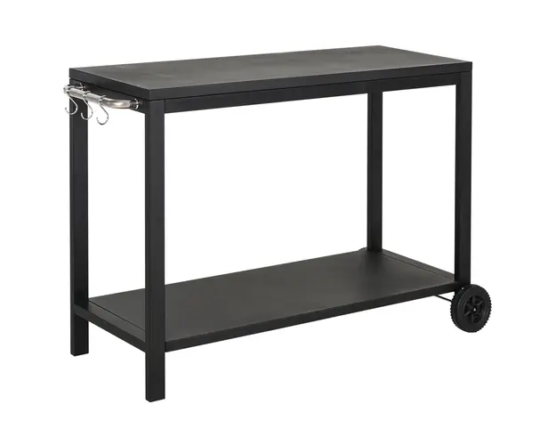 HOMCOM Carucior Bucatarie 2 Niveluri Manere Carlige Laterale Depozitare Otel 128x46.5x86.5cm Negru | Aosom Romania