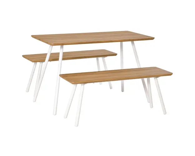 HOMCOM Set Masa si 2 Banci, Design Modern, MDF Alb, Ideal pentru Bucatarie sau Zona de Dining, Spatiu Eficient si Stilat | Aosom Romania