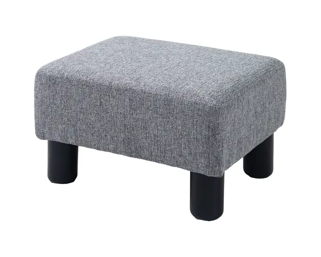 HOMCOM Otoman Stofa, Scaun Dreptunghiular Mic, Captusit, pentru Living, 40x30x24cm, Gri | Aosom Romania