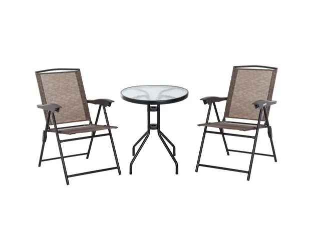Outsunny Set de mobilier pentru gradina cu masa din sticla securizata, mobilier exterior, maro | Aosom Romania