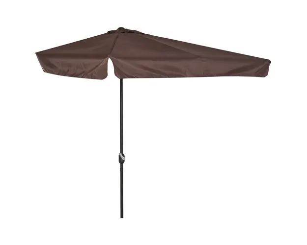 Outsunny Umbrela Soare Semicirculara Terasa Gradina Semiluna Perete Manivela 230x130x249cm Cafea | Aosom Romania